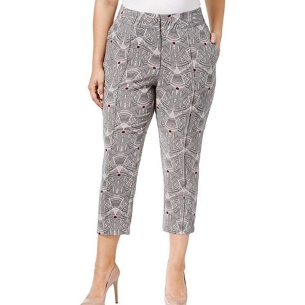 NWT Melissa McCarthy Seven7 0X Art Deco high rise waist straight leg crop pants‎